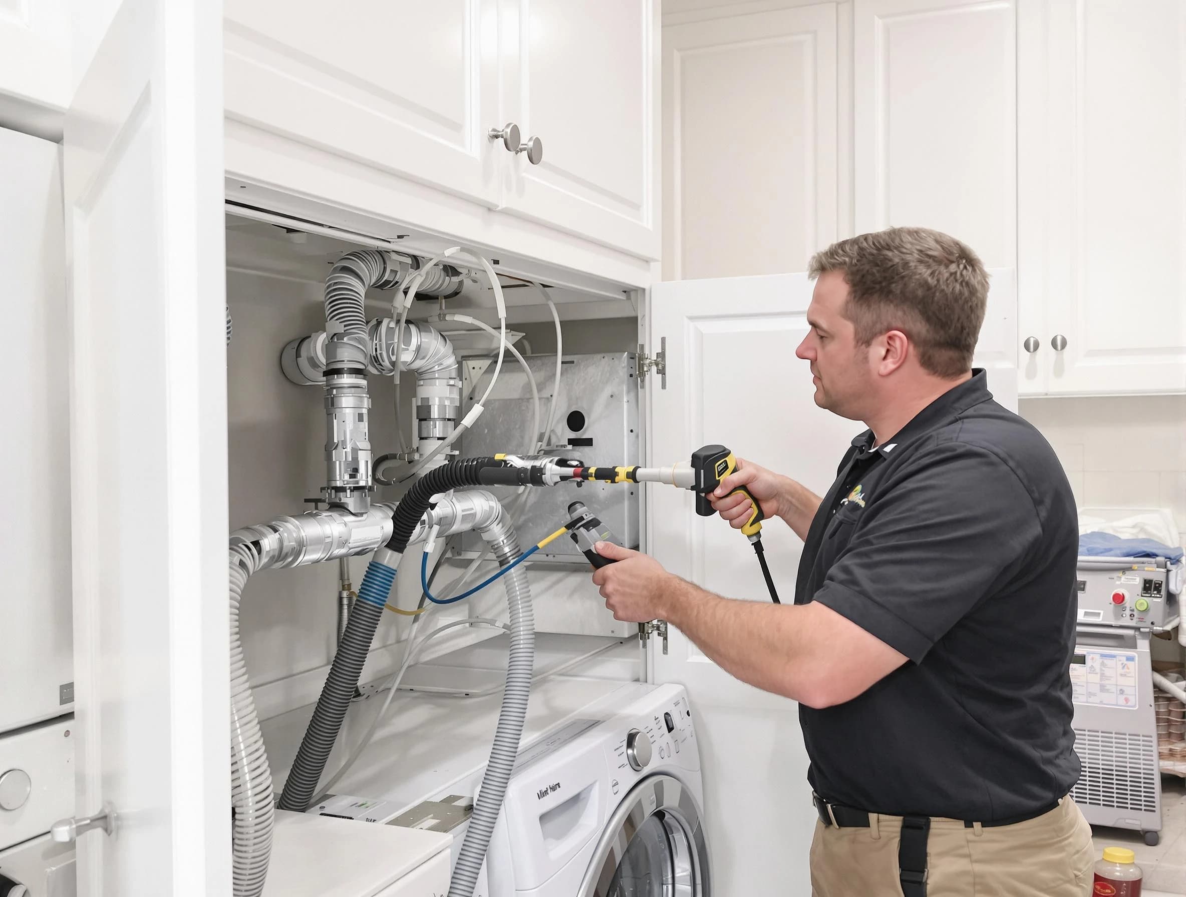Noble Dryer Vent Cleaning professional removing severe blockage from a clogged dryer vent in Noble