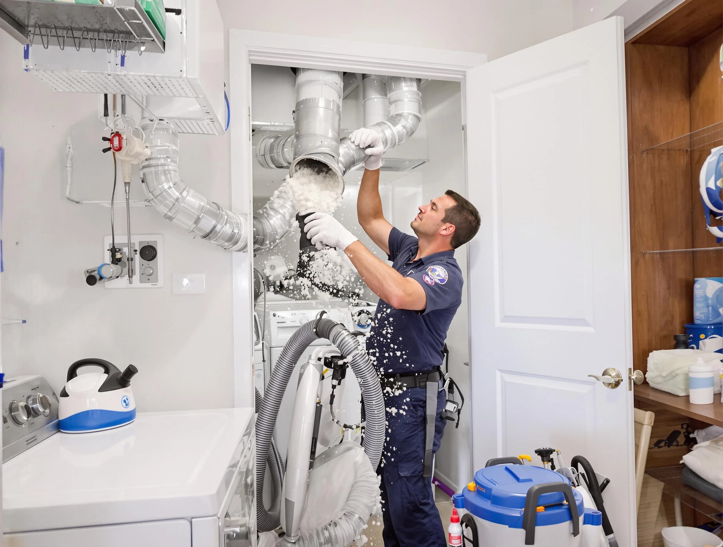 Noble Dryer Vent Cleaning technician delivering thorough residential dryer vent cleaning service in Noble