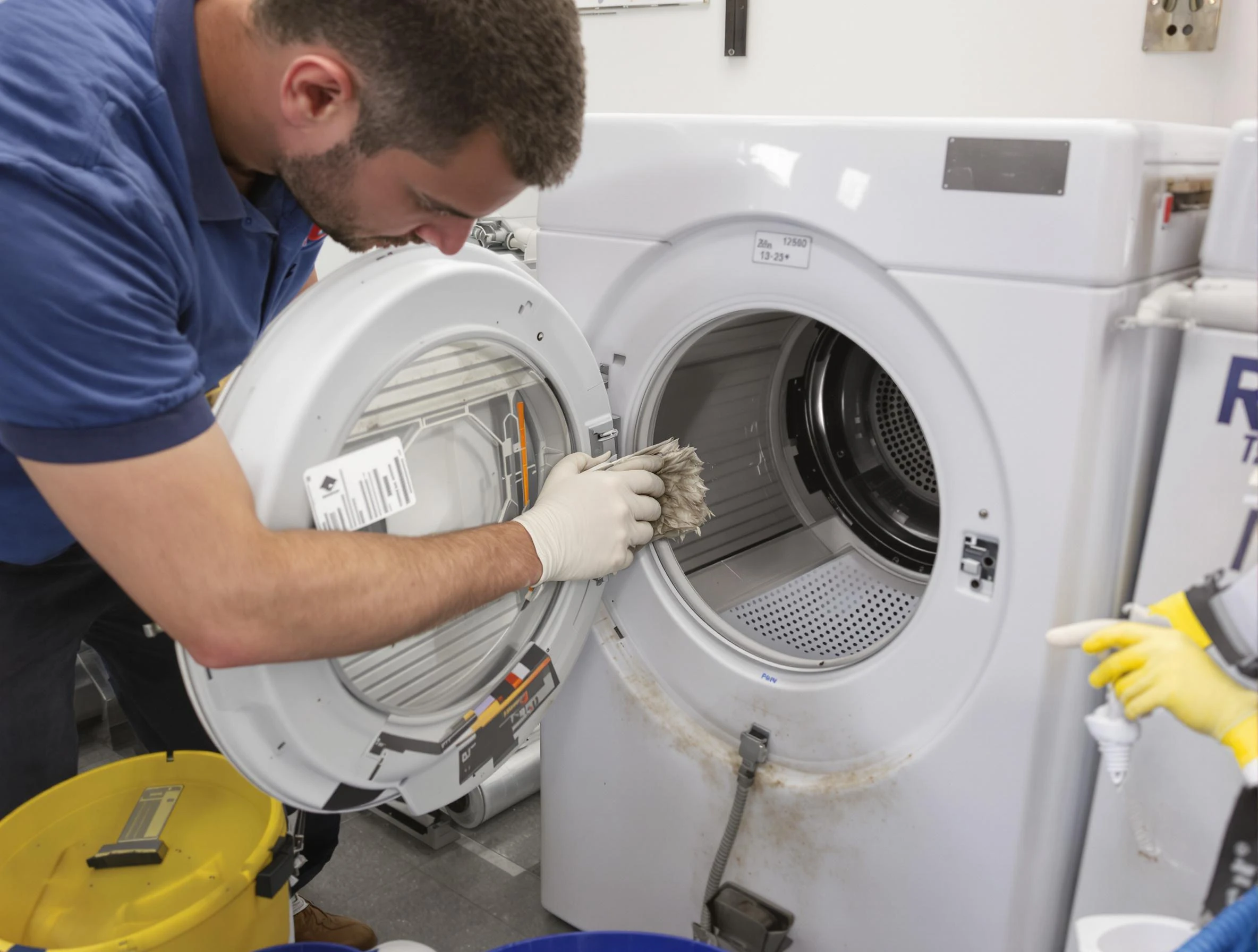 Noble Dryer Vent Cleaning specialist performing detailed lint trap cleaning service in Noble